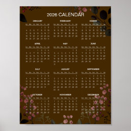 Enkel men elegant blomsterkalender för 2026 |  poster