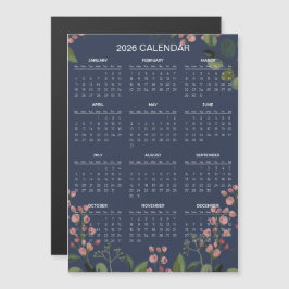 Enkel men elegant blomsterram kalender 2026 | Magn