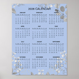 Enkel men elegant blomsterram kalender för 2026 |  poster