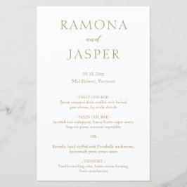 Enkel meny Guld Modern Bröllop