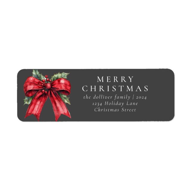 Enkel menyfliksfärg för jul returadress etikett (Framsidan)