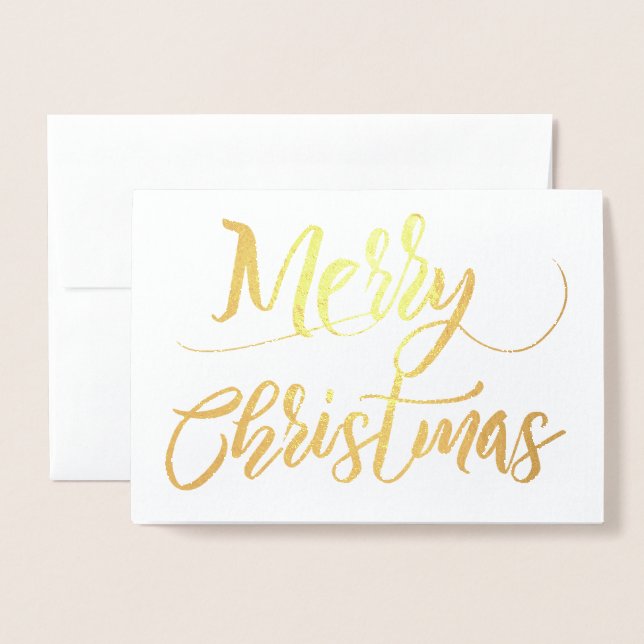 Enkel Merry Christmas i guld folie Folierat Kort (Framsida med kuvert)