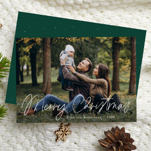 Enkel Merry Christmas Script Foto Julkort
