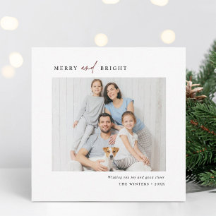 Enkel merry- och Bright Family Photo Square Julkort