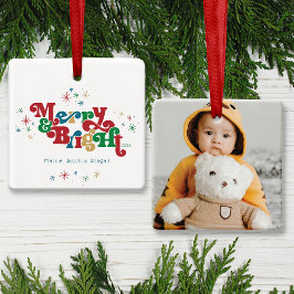 Enkel merry och Bright Photo Ceramic Ornament