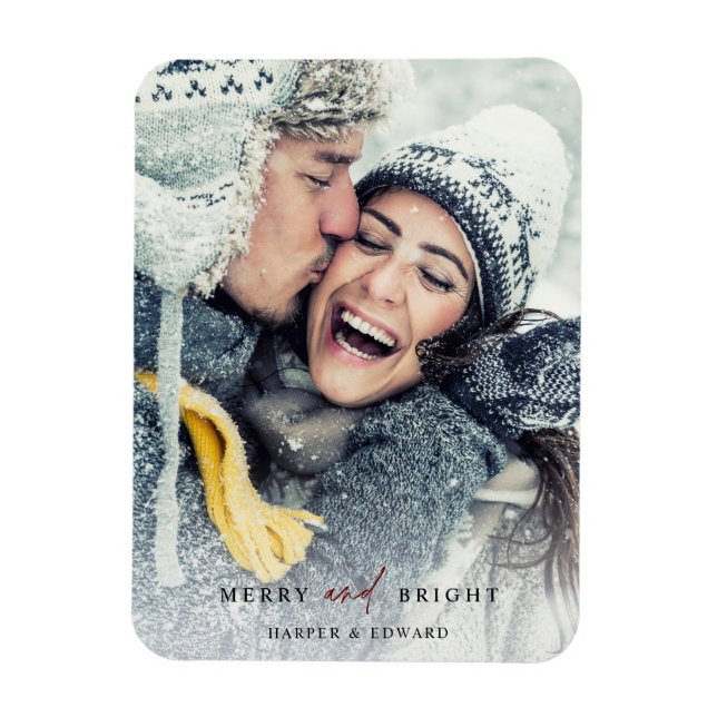 Enkel merry och Bright Photo Helgdag Magnet (Vertikal)