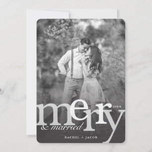 Enkel MERRY och gift fotopriskort Meddelande