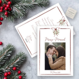 Enkel merry och gift Red Bow Photo Doodle Julkort