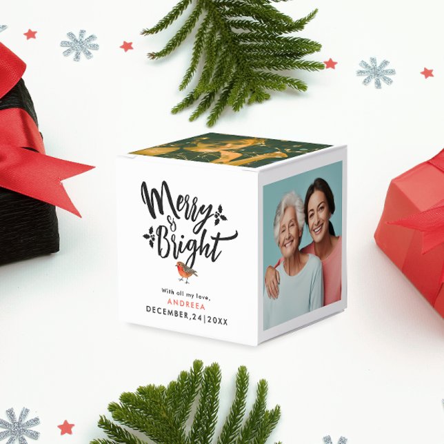 Enkel merry- och ljusa julfoto-minnen presentaskar (Skapare uppladdad)