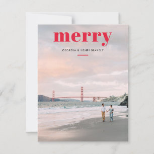 Enkel Merry Red Overlay En fotojul Julkort