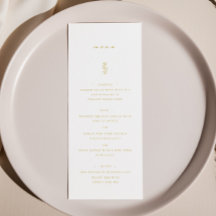 Enkel midmeny Löv Guld & White Bröllop