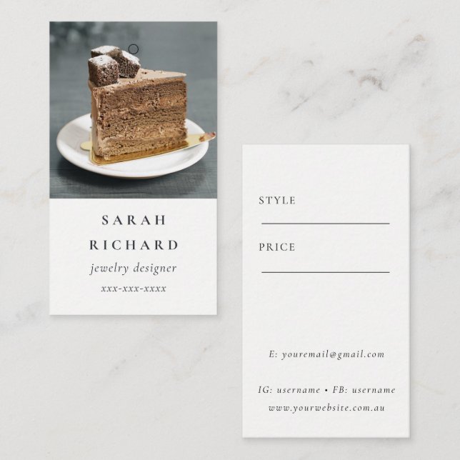 Enkel minimal Anpassningsbar Foto Pris Märkre Namn Visitkort (Fram/baksida)