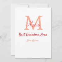 enkel minimal bästa mormor någonsin röd monogram t