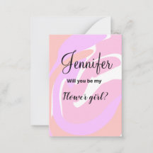Enkel minimal blommig flicka förslags kort rosa pe