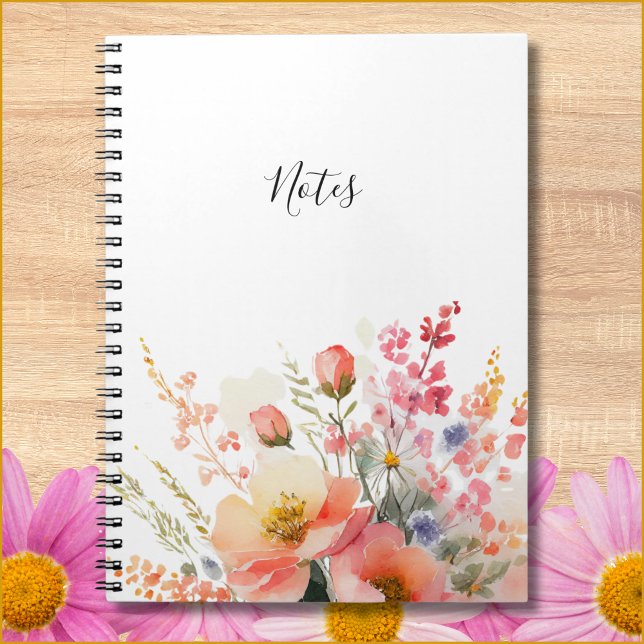 Enkel minimal Blommigt varje dag för bärbara dator Anteckningsbok (Customizable wildflower notebook is simple and so pretty!)