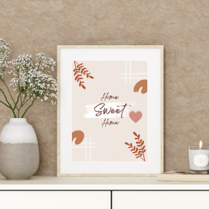 Enkel, minimal Boho Art Löv Heart Home Sweet Poster
