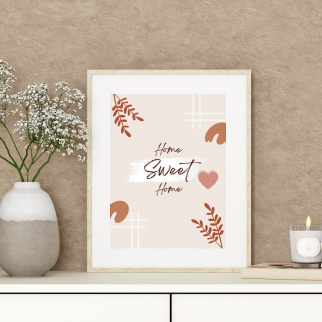 Enkel, minimal Boho Art Löv Heart Home Sweet Poster (Skapare uppladdad)