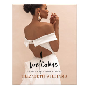 Enkel Minimal Bröllopsfest Foto Välkomstskylt 