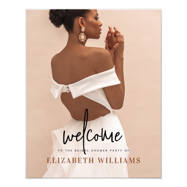 Enkel Minimal Bröllopsfest Foto Välkomstskylt  (Framsidan)