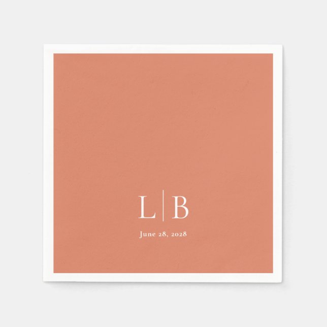 Enkel minimal Citrus Orange Bröllop Pappersservett (Framsidan)