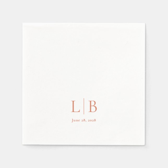 Enkel minimal citrusodling i Monogrammed Bröllop Pappersservett (Framsidan)