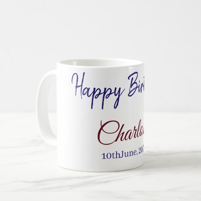 ENKEL MINIMAL.CUTIE LÄGG TILL NAMN BABY födelsedag Kaffemugg (Framsida vänster)
