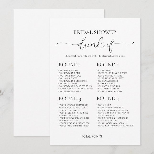 Enkel, minimal dryck om Möhippan spelas Inbjudningar (Fram/baksida)