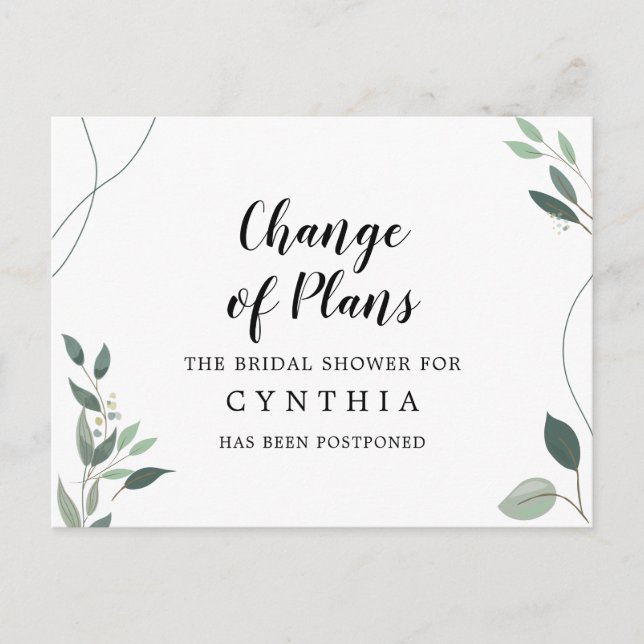 Enkel minimal Elegant Eucalyptus Postpond Vykort (Framsida)