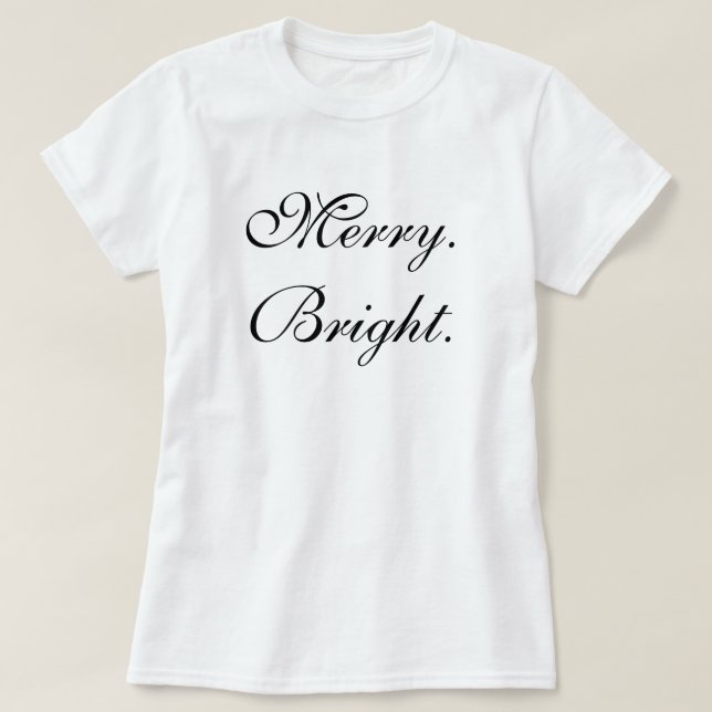 Enkel Minimal Elegant Text Glad Lysande Jul T Shirt (Design framsida)