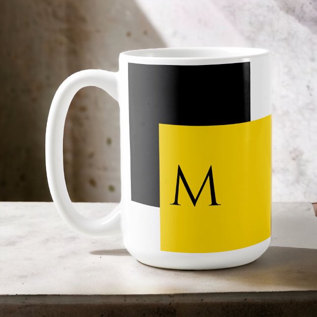 Enkel Minimal Färgbalksdesign med Monogram Initial Kaffemugg (A great gift idea or treat for yourself, personalize this mug with your monogram initial.)