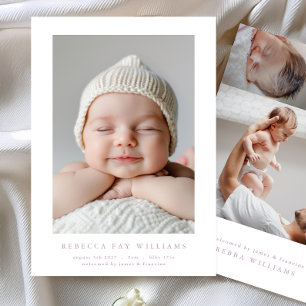 enkel minimal fotokollage av modern baby-födsel meddelande