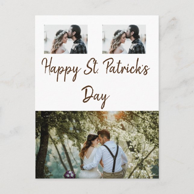 Enkel minimal fotokollage glad st. patricks da vykort (Framsida)