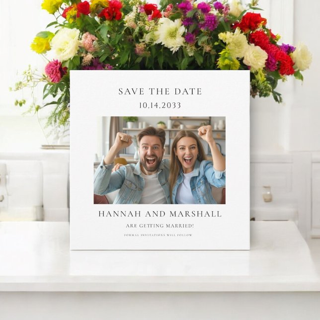 Enkel, minimal fotospara datumet inbjudningar (minimalistic save the wedding date card , fully editable so you can make it your own )