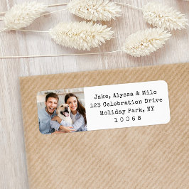 Enkel minimal fotosvart och vit Returadress Etikett