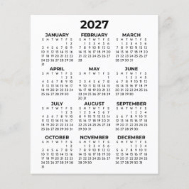 Enkel Minimal Full Årsvy 2027 Kalender Flygblad