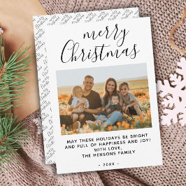 Enkel Minimal Glad Jul Skrift Familjefoto Julkort