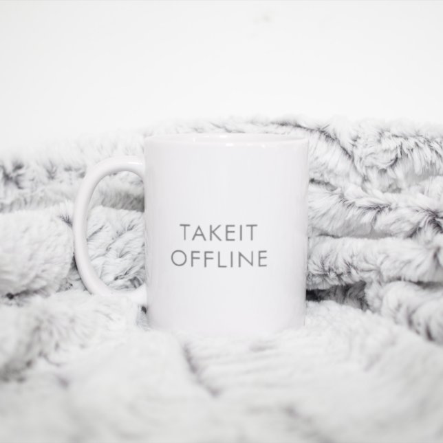 Enkel minimal Grått Vit Anpassningsbar TA IT OFFLI Kaffemugg (Skapare uppladdad)