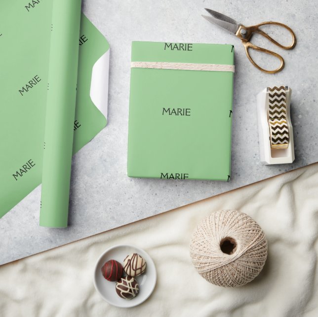 ENKEL MINIMAL GRÖN LÄGG TILL NAMN TEXT PRESENT PRESENTPAPPER (Hantverk)