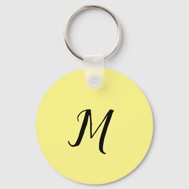 ENKEL MINIMAL gul MONOGRAM ELEGANT NYCKELRING (Framsida)