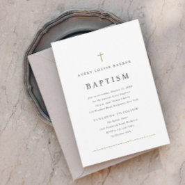 Enkel Minimal Guld Kors Religiös Dop Magnetisk Inbjudningskort