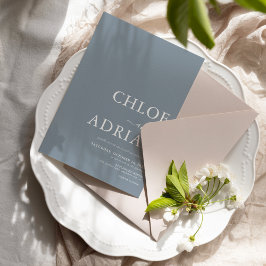 Enkel, minimal inbjudan till dammblått bröllop