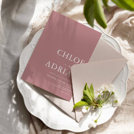 Enkel minimal inbjudan till Rosa-bröllop