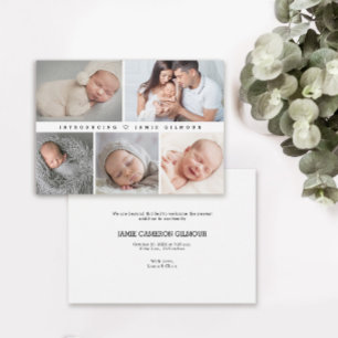 Enkel, minimal introduktion av foton från Baby Inbjudningar