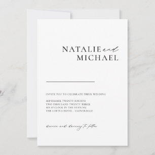Enkel minimal kalligrafi allt på en Bröllop Inbjudningar