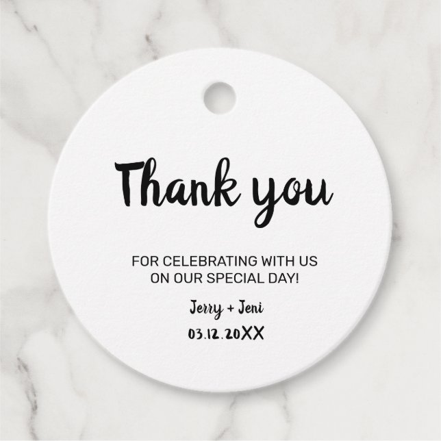 enkel minimal kalligrafi tack för att du föredrar  gåvor etiketter (Framsida)