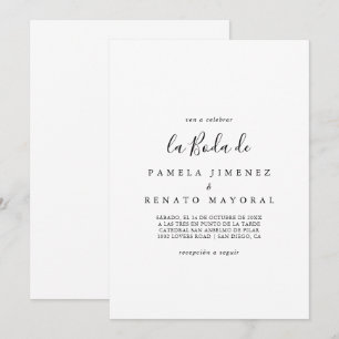 Enkel minimal La Boda de Inbjudningar