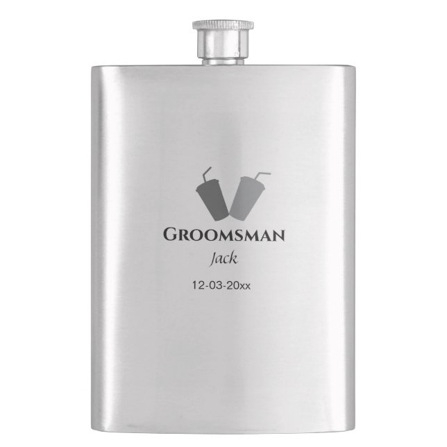 ENKEL MINIMAL lägg till ditt namn anpassad groomsm Fickplunta (Framsidan)