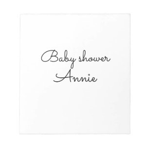 enkel minimal lägg till ditt namn text baby shower anteckningsblock