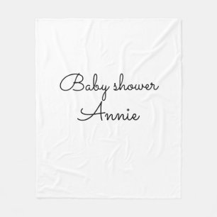 enkel minimal lägg till ditt namn text baby shower fleecefilt