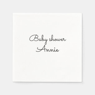 enkel minimal lägg till ditt namn text baby shower pappersservett